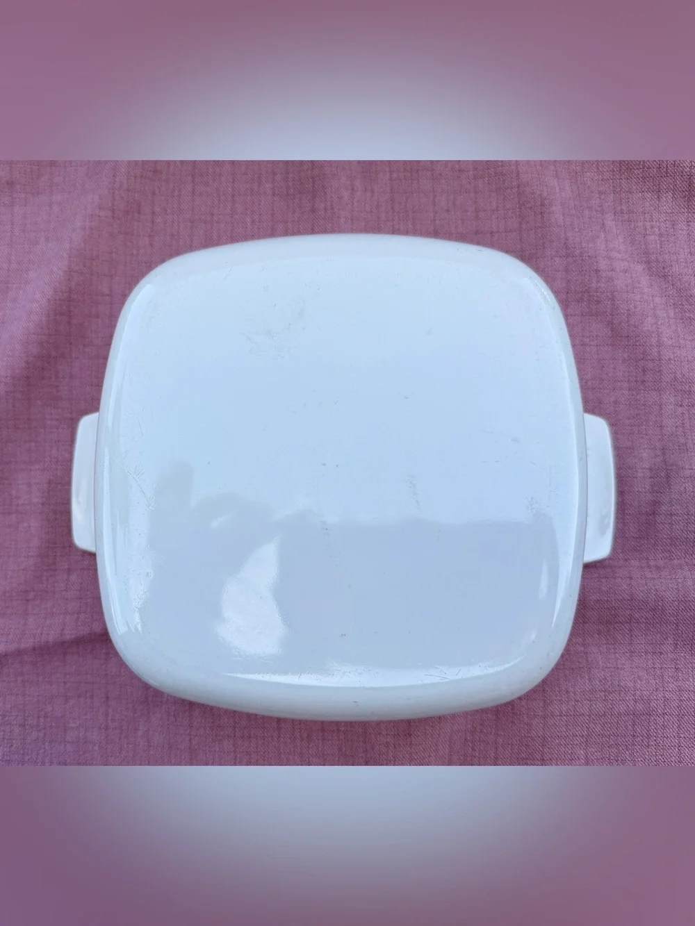 Corningware White Ceramic Casserole Dish with Pink Heart Motif